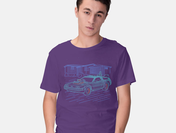Neon Line-Art De Lorean