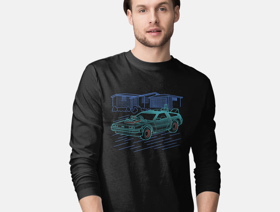 Neon Line-Art De Lorean