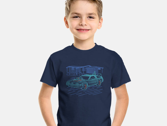 Neon Line-Art De Lorean
