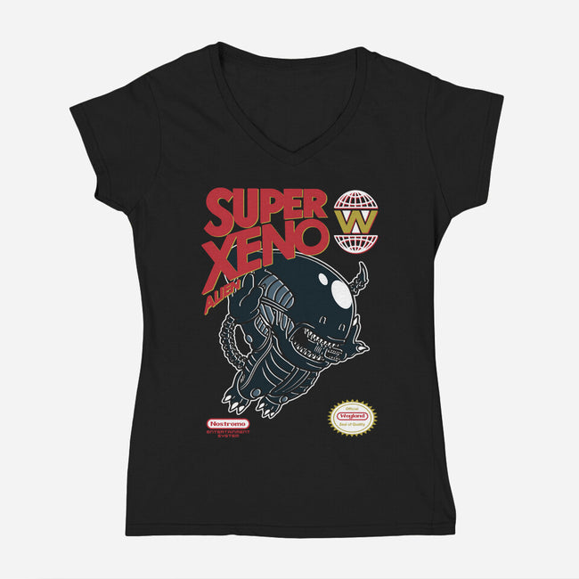 Super Xeno Alien-Womens-V-Neck-Tee-Arinesart