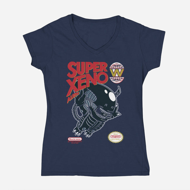 Super Xeno Alien-Womens-V-Neck-Tee-Arinesart