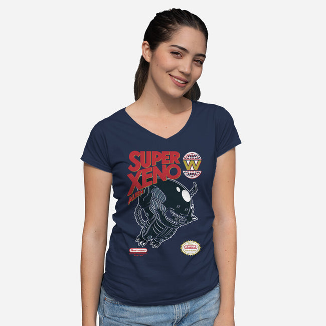 Super Xeno Alien-Womens-V-Neck-Tee-Arinesart