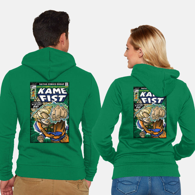 Kame Fist-Unisex-Zip-Up-Sweatshirt-Arinesart