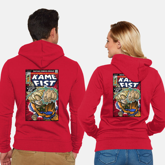 Kame Fist-Unisex-Zip-Up-Sweatshirt-Arinesart
