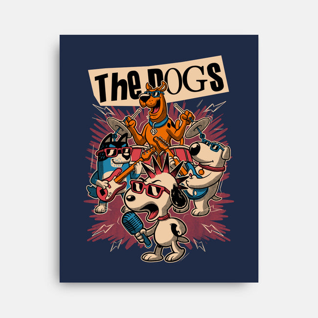 Cartoon Dog Band-None-Stretched-Canvas-Studio Mootant