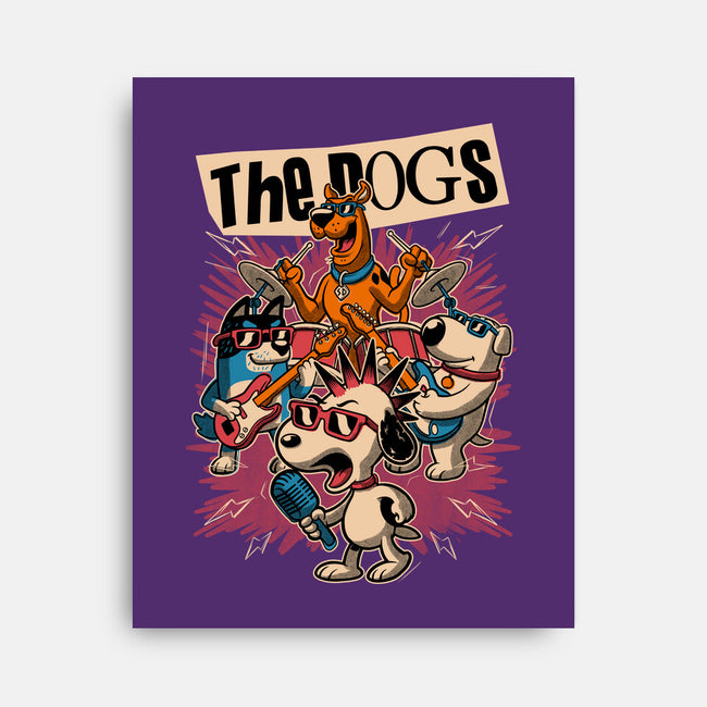 Cartoon Dog Band-None-Stretched-Canvas-Studio Mootant