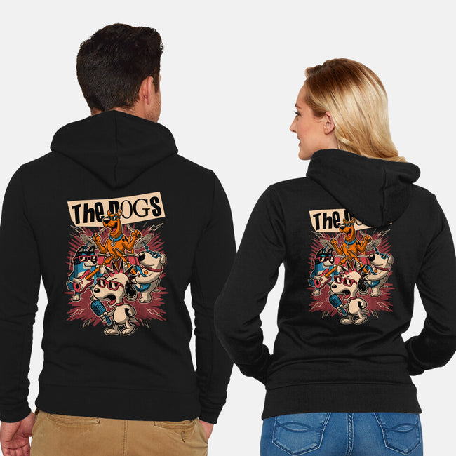 Cartoon Dog Band-Unisex-Zip-Up-Sweatshirt-Studio Mootant