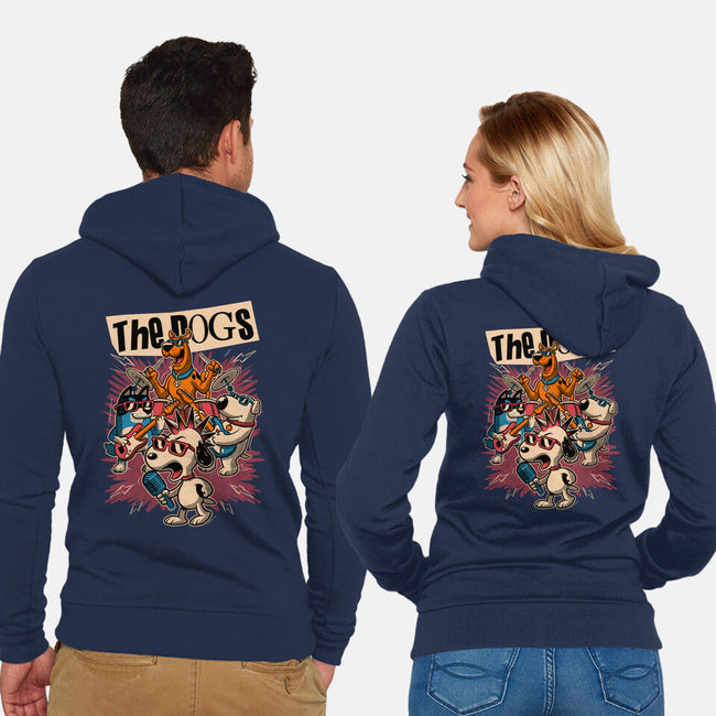 Cartoon Dog Band-Unisex-Zip-Up-Sweatshirt-Studio Mootant