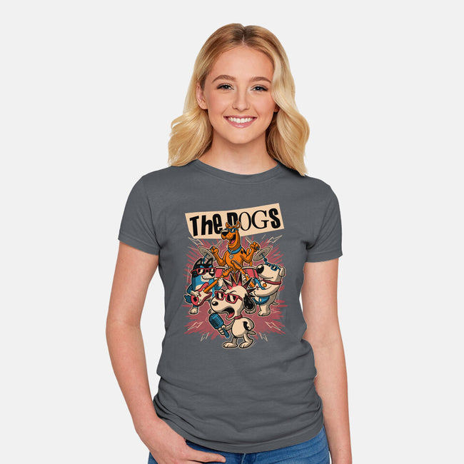 Cartoon Dog Band-Womens-Fitted-Tee-Studio Mootant