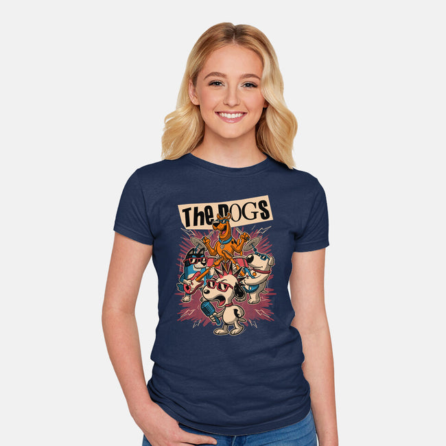 Cartoon Dog Band-Womens-Fitted-Tee-Studio Mootant