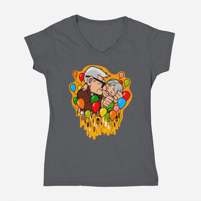 Balloon Kiss-Womens-V-Neck-Tee-jasesa