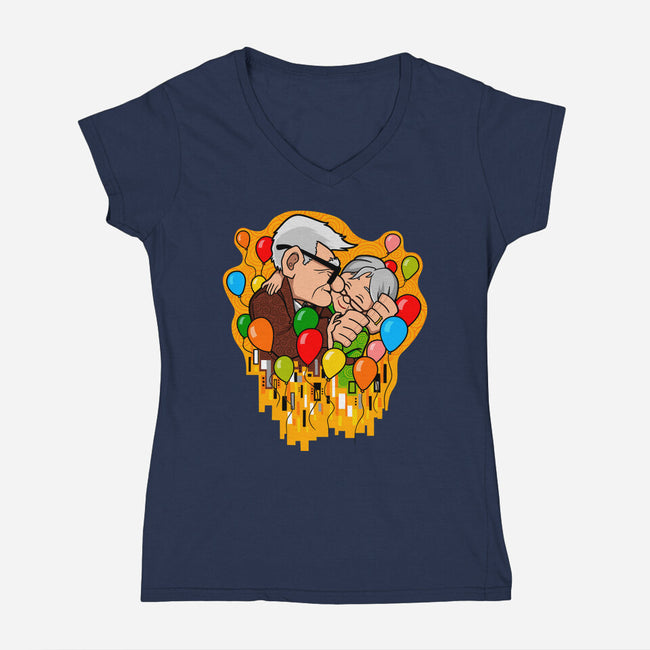 Balloon Kiss-Womens-V-Neck-Tee-jasesa