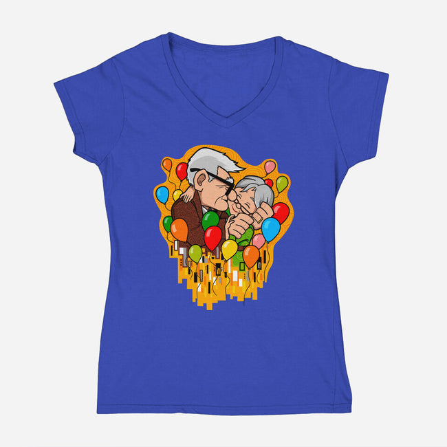 Balloon Kiss-Womens-V-Neck-Tee-jasesa