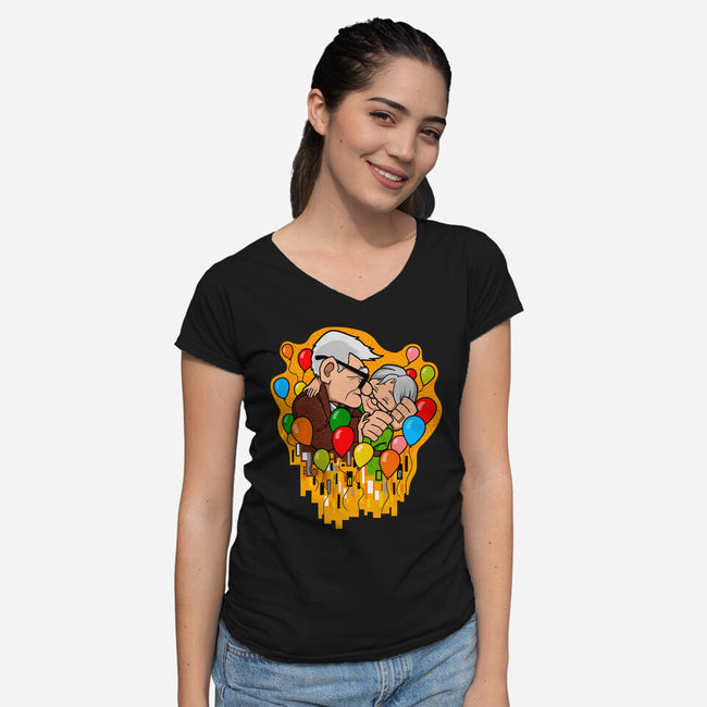 Balloon Kiss-Womens-V-Neck-Tee-jasesa