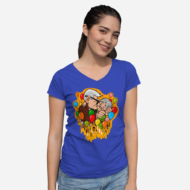 Balloon Kiss-Womens-V-Neck-Tee-jasesa