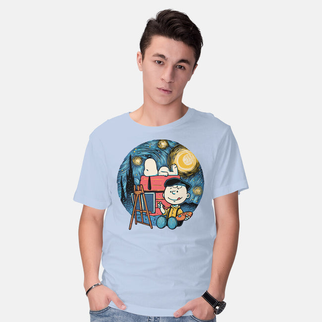 Painting The Night-Mens-Basic-Tee-glitchygorilla