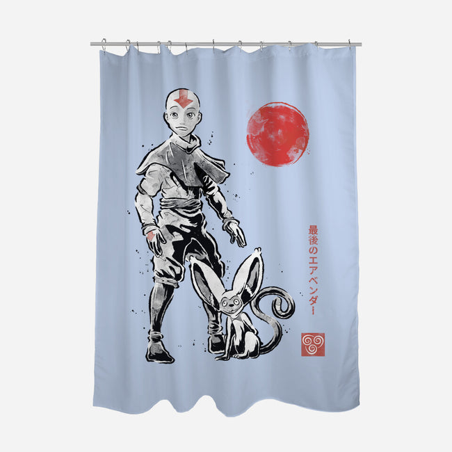 Air Bender Sumi-e-None-Polyester-Shower Curtain-Astrobot Invention