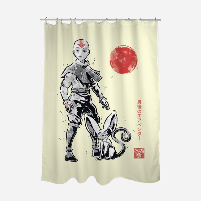 Air Bender Sumi-e-None-Polyester-Shower Curtain-Astrobot Invention