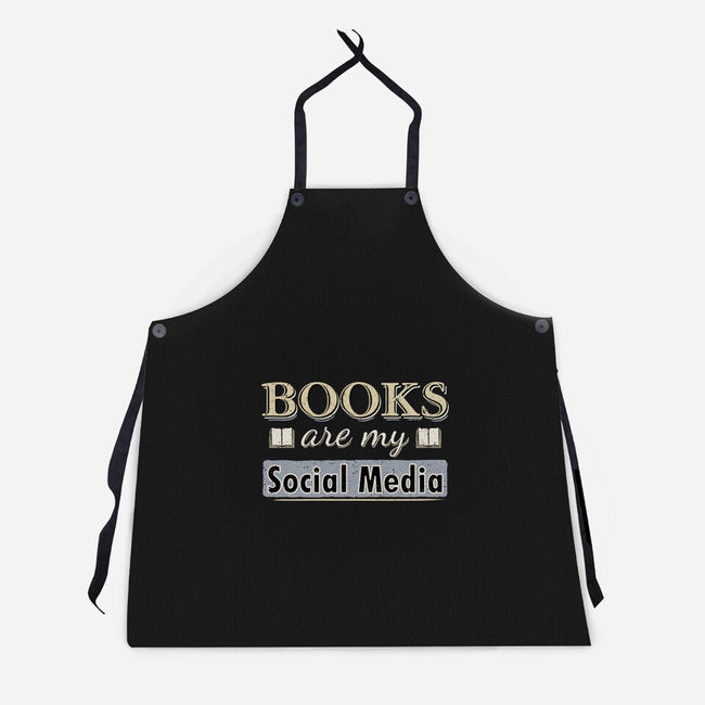 Books Are My Social Media-Unisex-Kitchen-Apron-NMdesign
