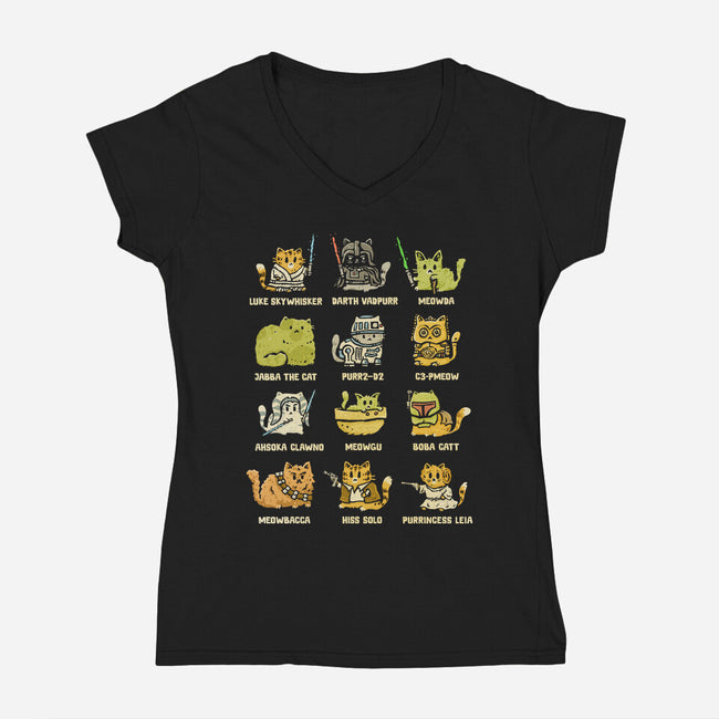 Star Kittens-Womens-V-Neck-Tee-kg07