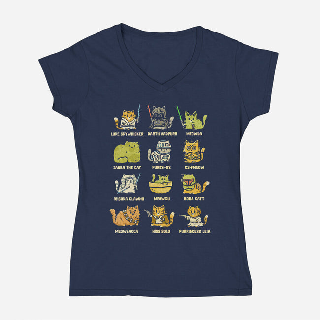 Star Kittens-Womens-V-Neck-Tee-kg07