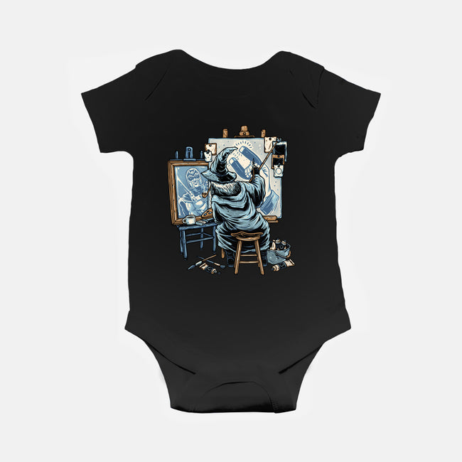Painting Wizard-Baby-Basic-Onesie-glitchygorilla