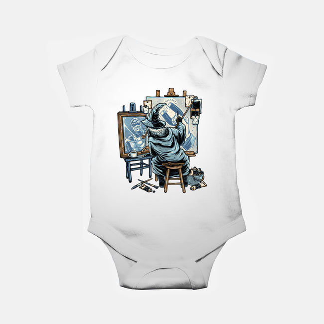 Painting Wizard-Baby-Basic-Onesie-glitchygorilla