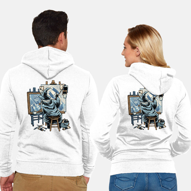 Painting Wizard-Unisex-Zip-Up-Sweatshirt-glitchygorilla