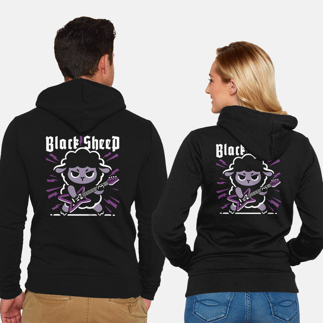 Black Sheep Rock Metal-Unisex-Zip-Up-Sweatshirt-NemiMakeit