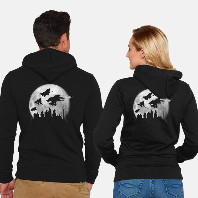 Full Moon Over Hogwarts-Unisex-Zip-Up-Sweatshirt-DrMonekers