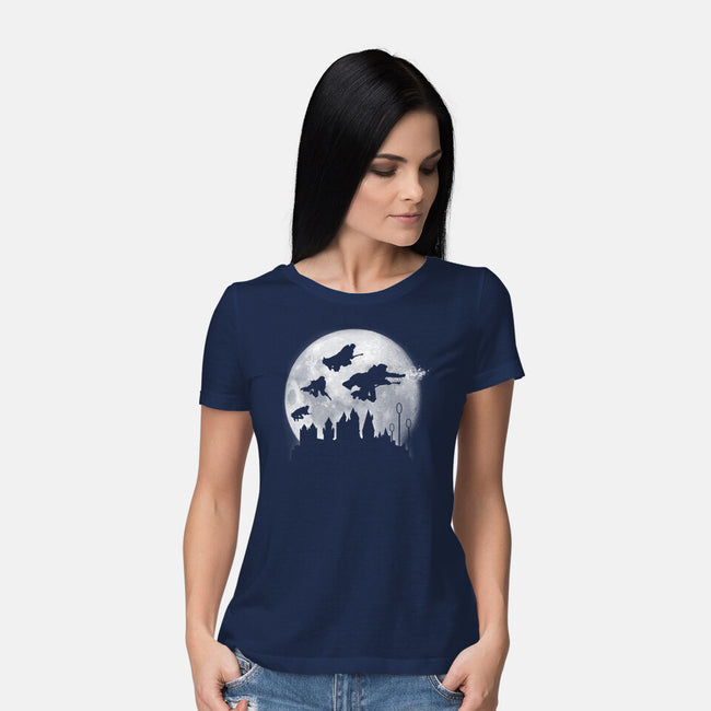 Full Moon Over Hogwarts-Womens-Basic-Tee-DrMonekers