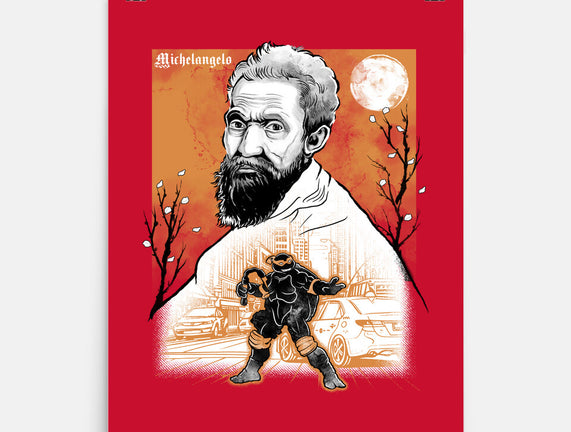 Renaissance Ninja Michelangelo Sumi-E