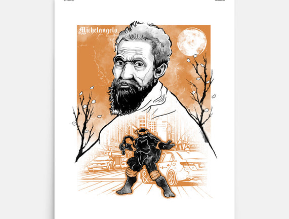 Renaissance Ninja Michelangelo Sumi-E