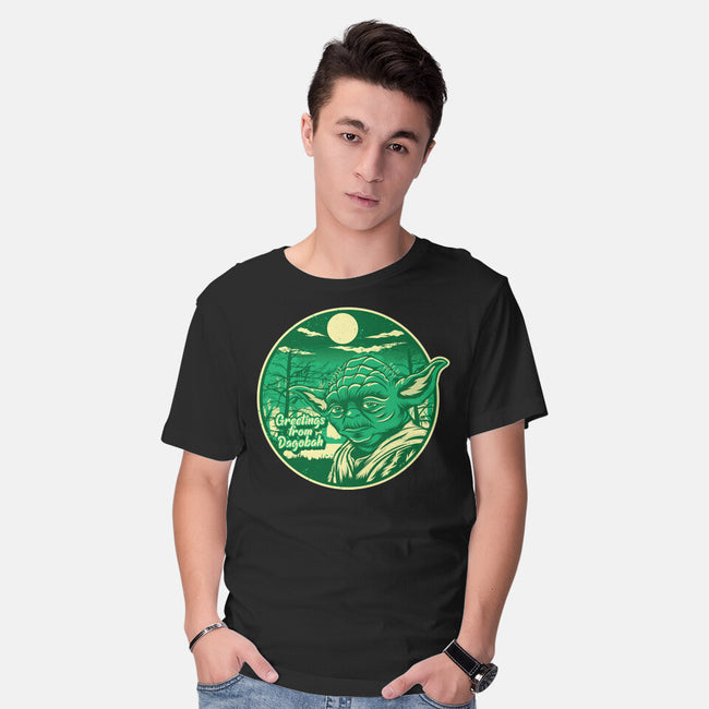 Greetings From The Swamp Planet-Mens-Basic-Tee-SuperEdu
