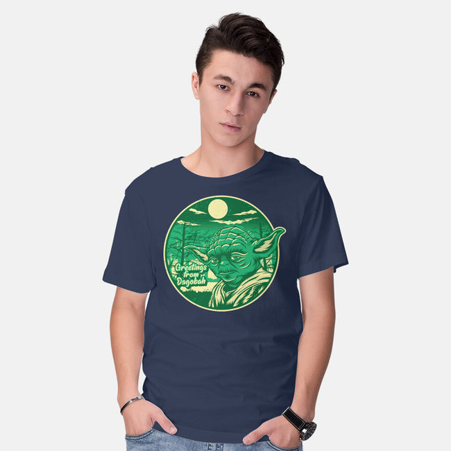 Greetings From The Swamp Planet-Mens-Basic-Tee-SuperEdu