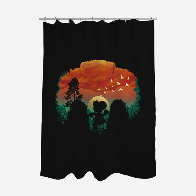 Dinosaur Game-None-Polyester-Shower Curtain-dandingeroz
