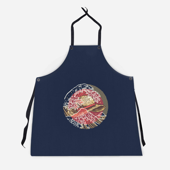 Straw Hat Wave-Unisex-Kitchen-Apron-glitchygorilla