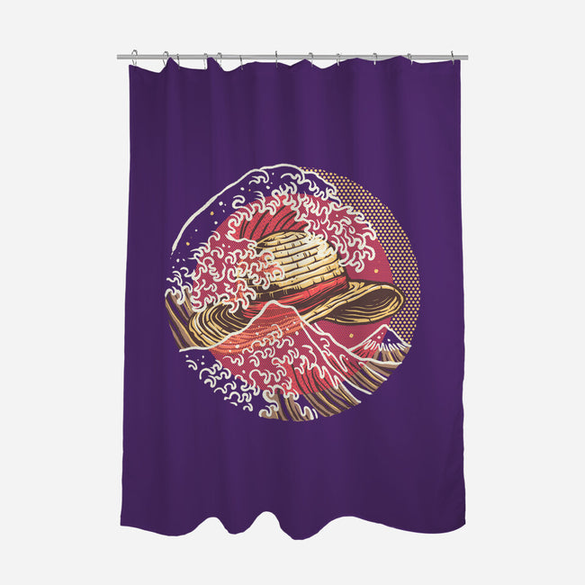 Straw Hat Wave-None-Polyester-Shower Curtain-glitchygorilla