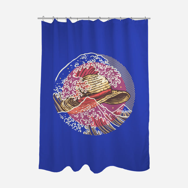 Straw Hat Wave-None-Polyester-Shower Curtain-glitchygorilla