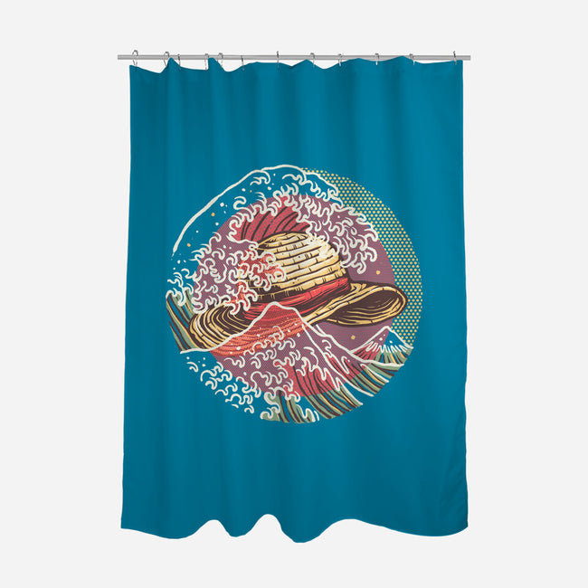 Straw Hat Wave-None-Polyester-Shower Curtain-glitchygorilla