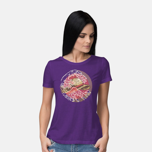 Straw Hat Wave-Womens-Basic-Tee-glitchygorilla