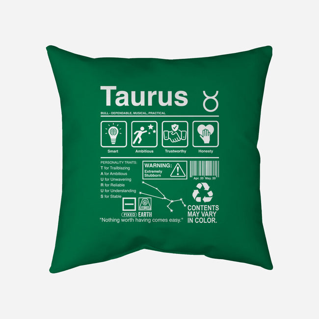 Taurus Label-None-Removable Cover w Insert-Throw Pillow-DrMonekers