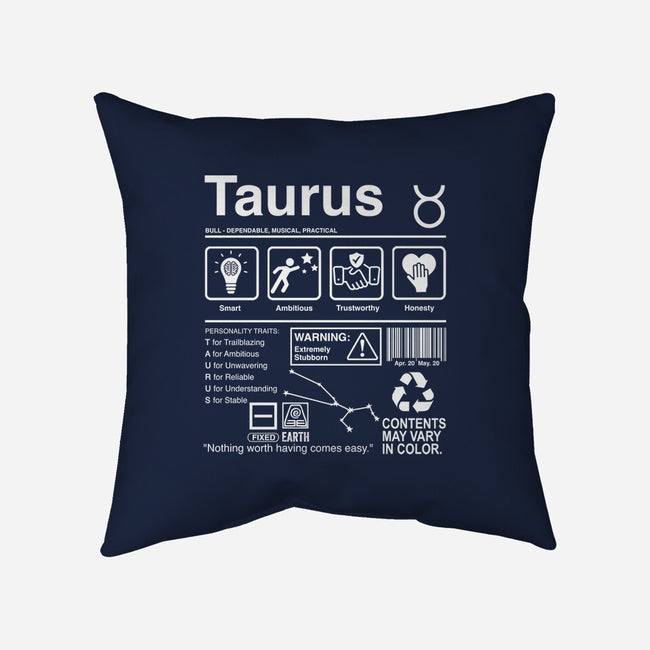 Taurus Label-None-Removable Cover w Insert-Throw Pillow-DrMonekers