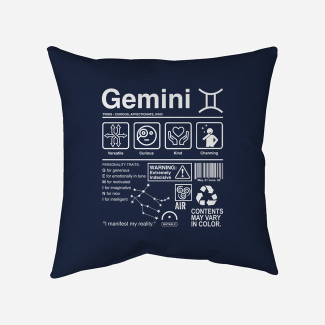 Gemini Label-None-Removable Cover w Insert-Throw Pillow-DrMonekers