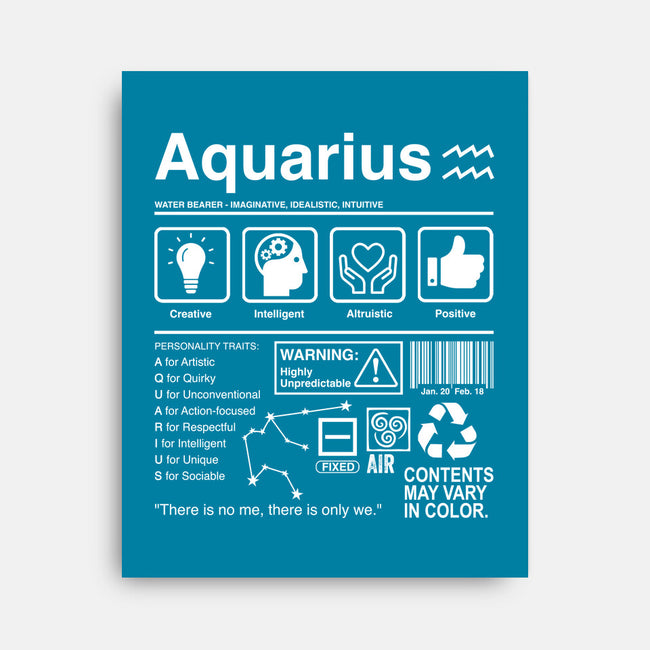 Aquarius Label-None-Stretched-Canvas-DrMonekers
