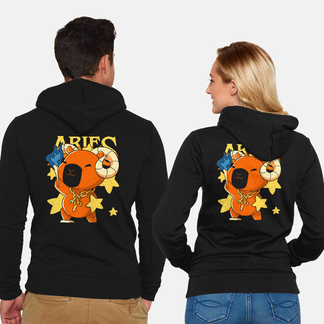 Capybara Aries-Unisex-Zip-Up-Sweatshirt-mmandy