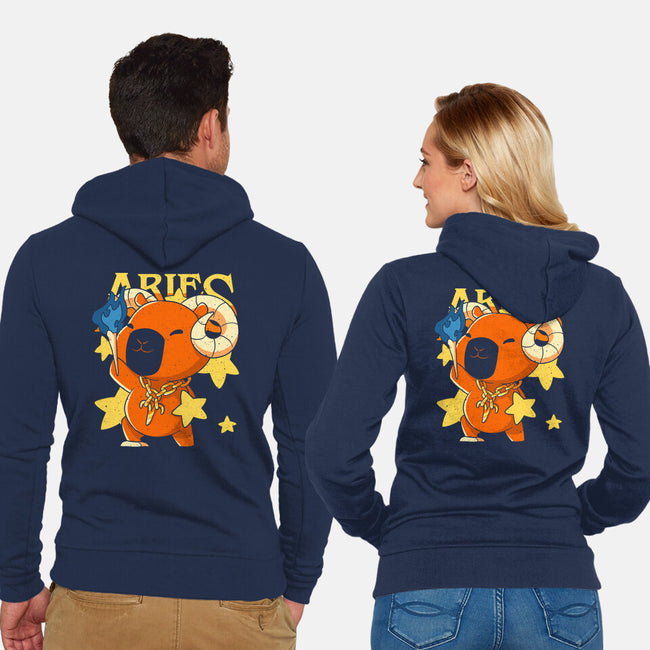 Capybara Aries-Unisex-Zip-Up-Sweatshirt-mmandy