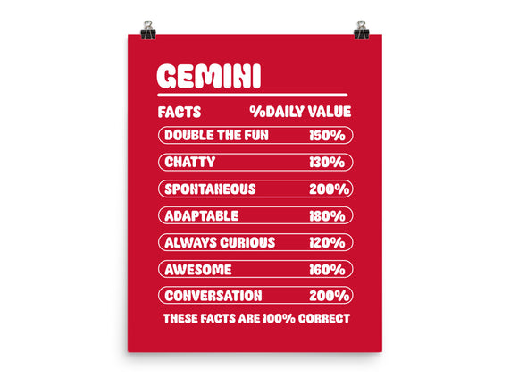 Gemini Facts Chart