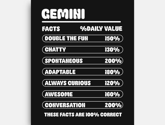 Gemini Facts Chart