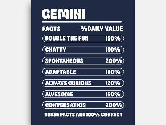 Gemini Facts Chart